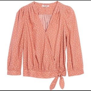 Madewell Wrap Top - Star Scatter in Coral - NWOT